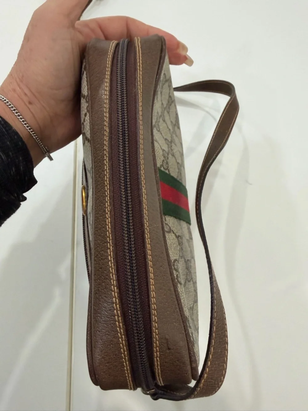 Vintage Gucci 010 378 GG Web Sherry Line Crossbody Bag